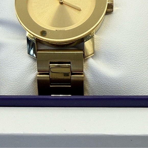 Movado Women\'s BOLD All Gold Stainless Steel Crystal Dot 36mm Watch New Battery